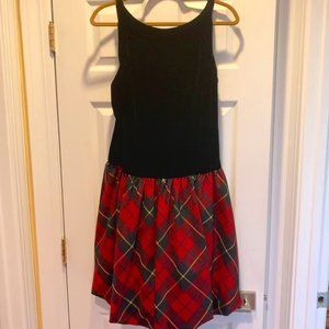American Living Black Velvet and Red Plaid Taffeta